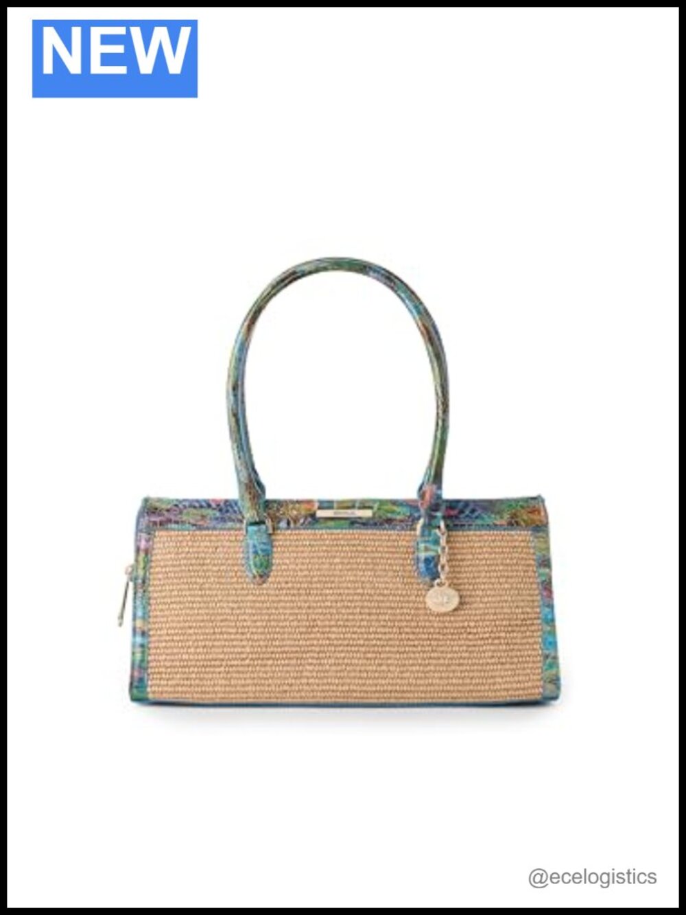 Braided Leather Satchel Handbag with Adjustable Strap, Zip Top
